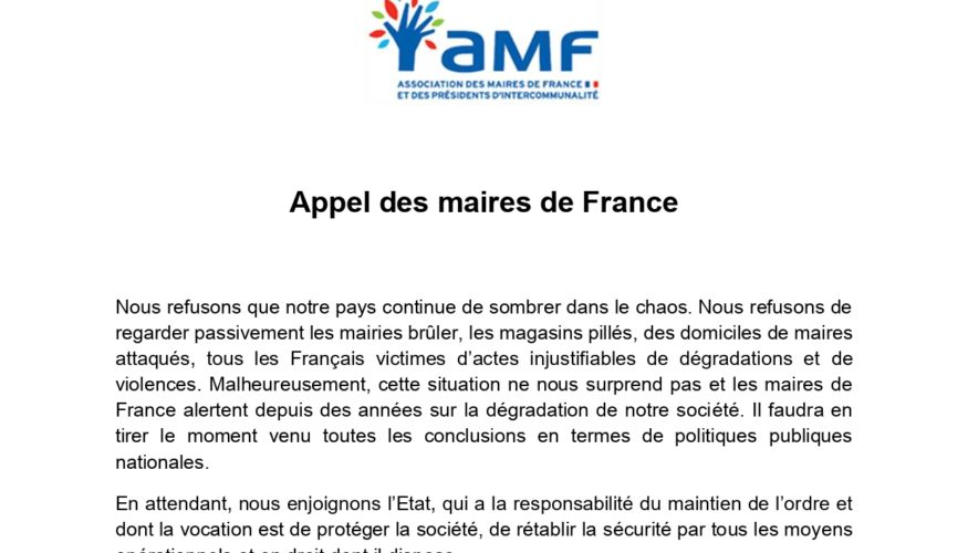 Appel de l’Association des Maires de France